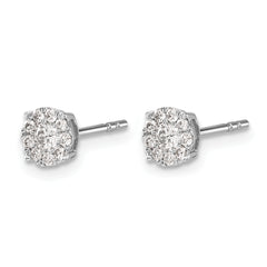 10k White Gold Diamond Cluster Post Earrings