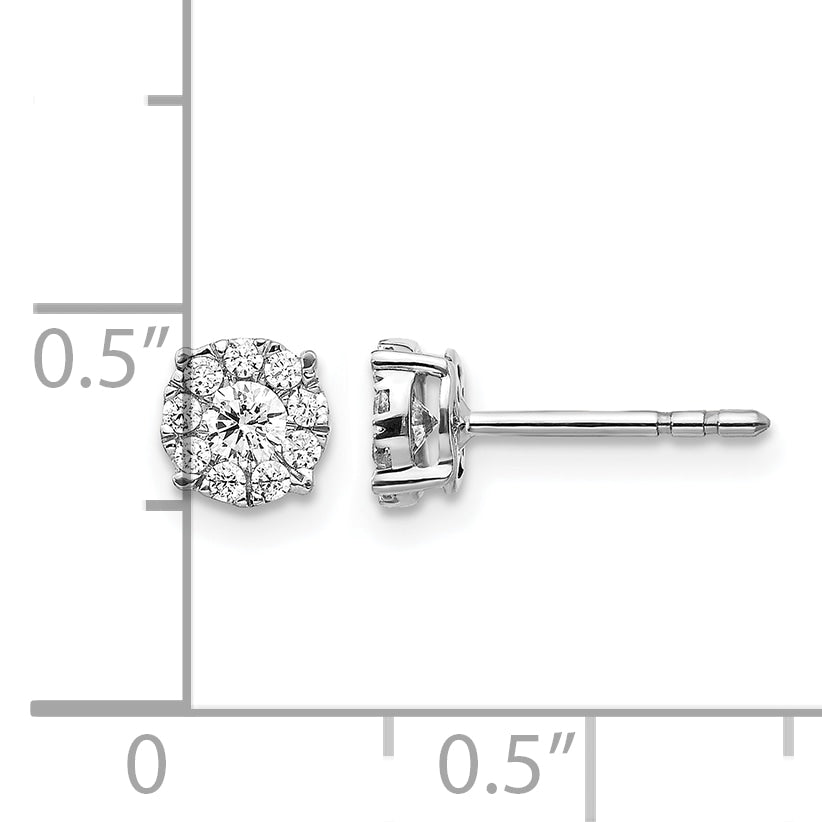 10k White Gold Diamond Cluster Post Earrings