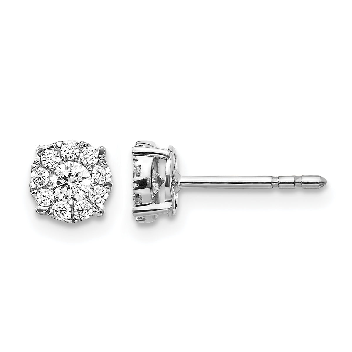 10k White Gold Diamond Cluster Post Earrings