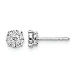 10k White Gold Diamond Cluster Post Earrings