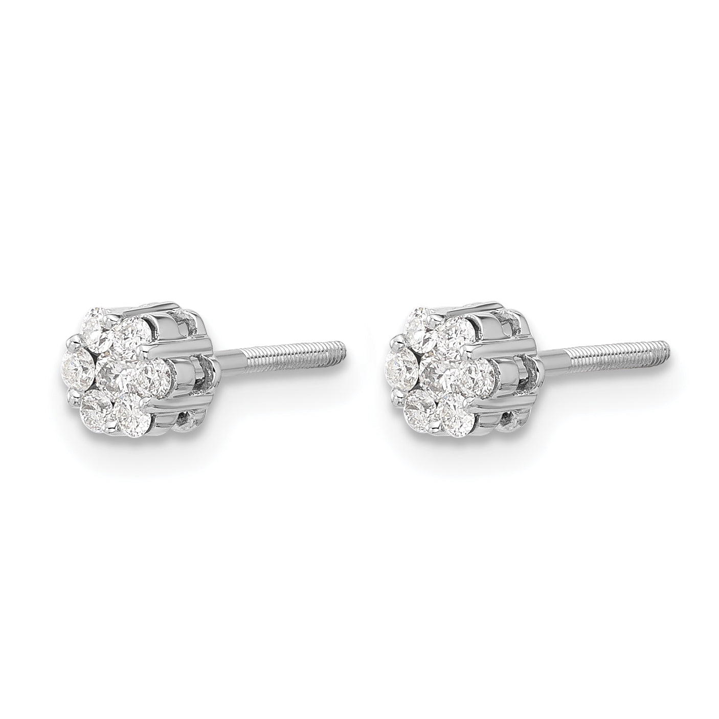 10k White Gold Diamond Cluster Post Earrings Secondary image