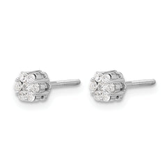 10k White Gold Diamond Cluster Post Earrings