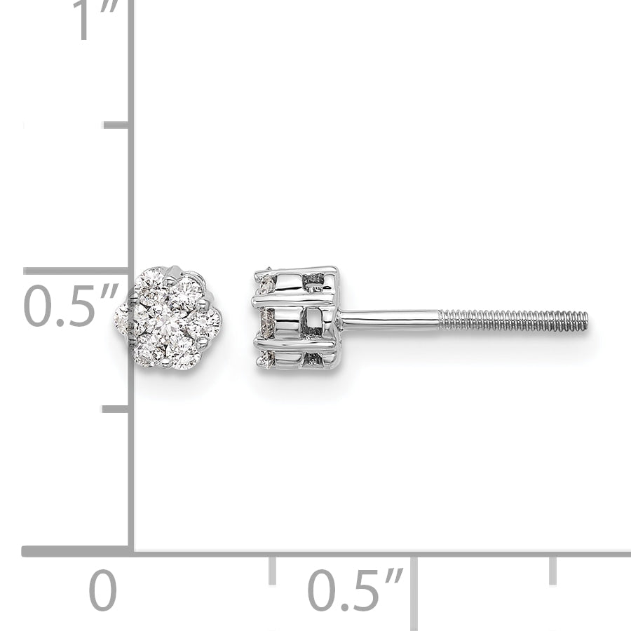 10k White Gold Diamond Cluster Post Earrings