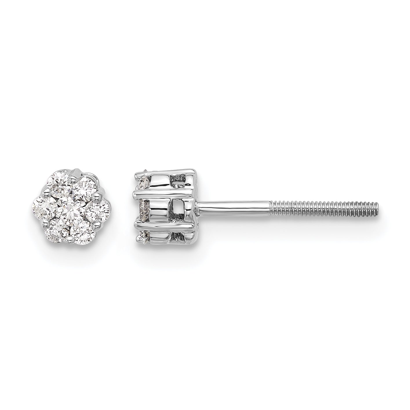 10k White Gold Diamond Cluster Post Earrings