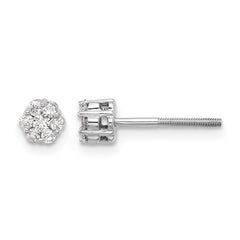 10k White Gold Diamond Cluster Post Earrings