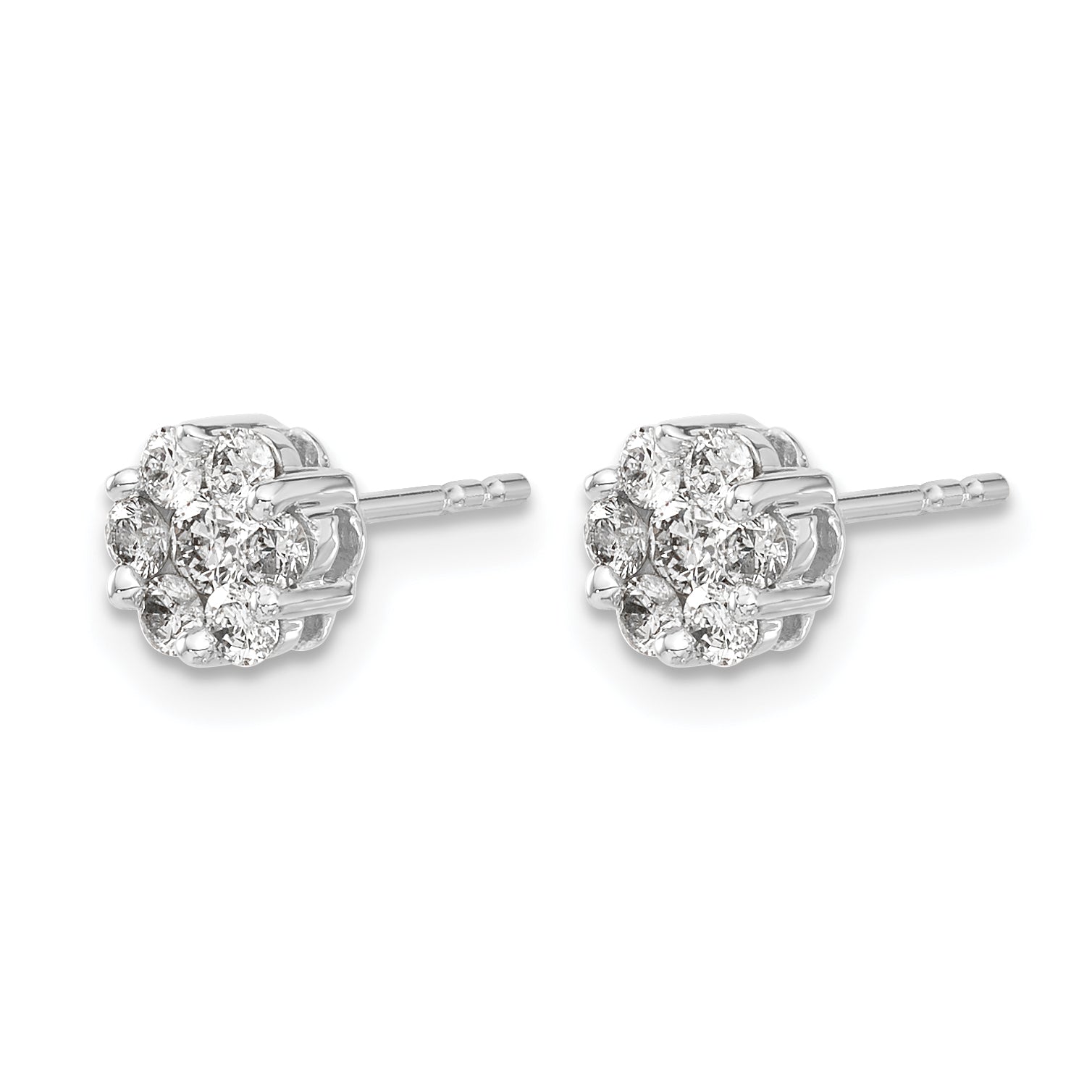 14k White Gold 1/2 carat Lab Grown Diamond VS/SI+ G+ Cluster Post Earrings Secondary image