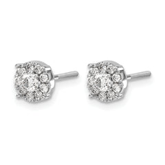 14k White Gold 1/2 carat Lab Grown Diamond VS/SI+ G+ Cluster Screwback Post Earrings