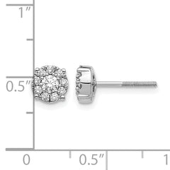 14k White Gold 1/2 carat Lab Grown Diamond VS/SI+ G+ Cluster Screwback Post Earrings