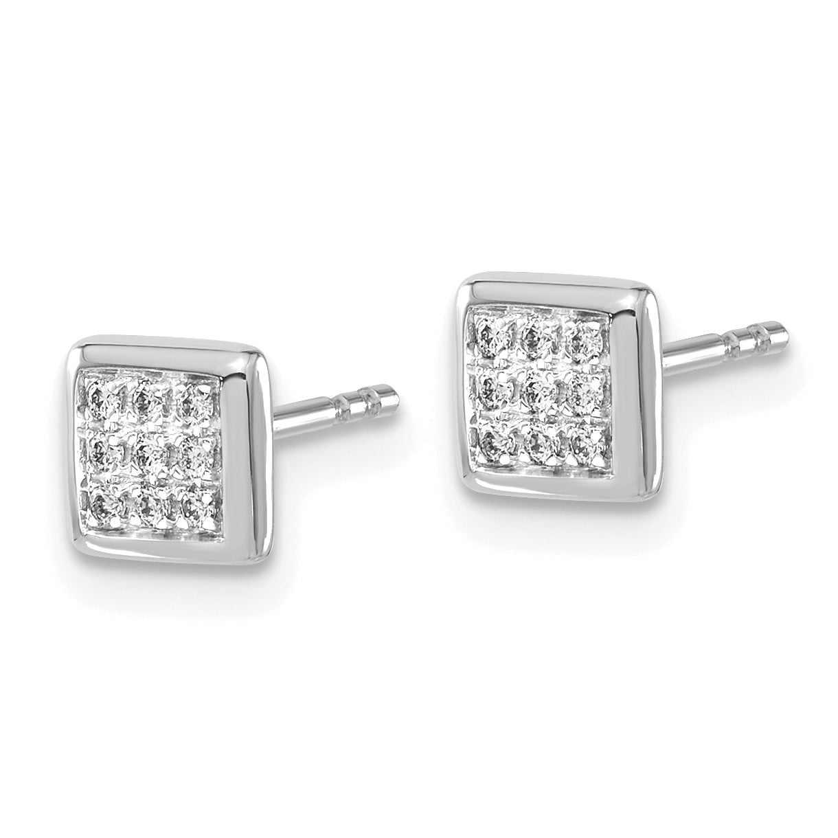 10k White Gold Diamond Post Earrings Secondary image