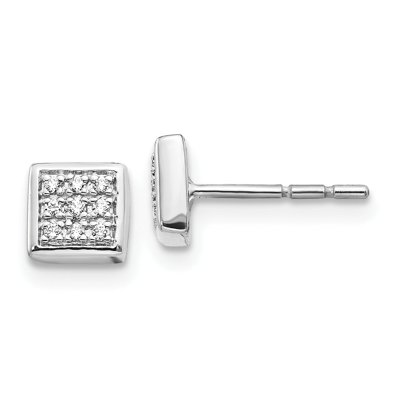 10k White Gold Diamond Post Earrings Main image