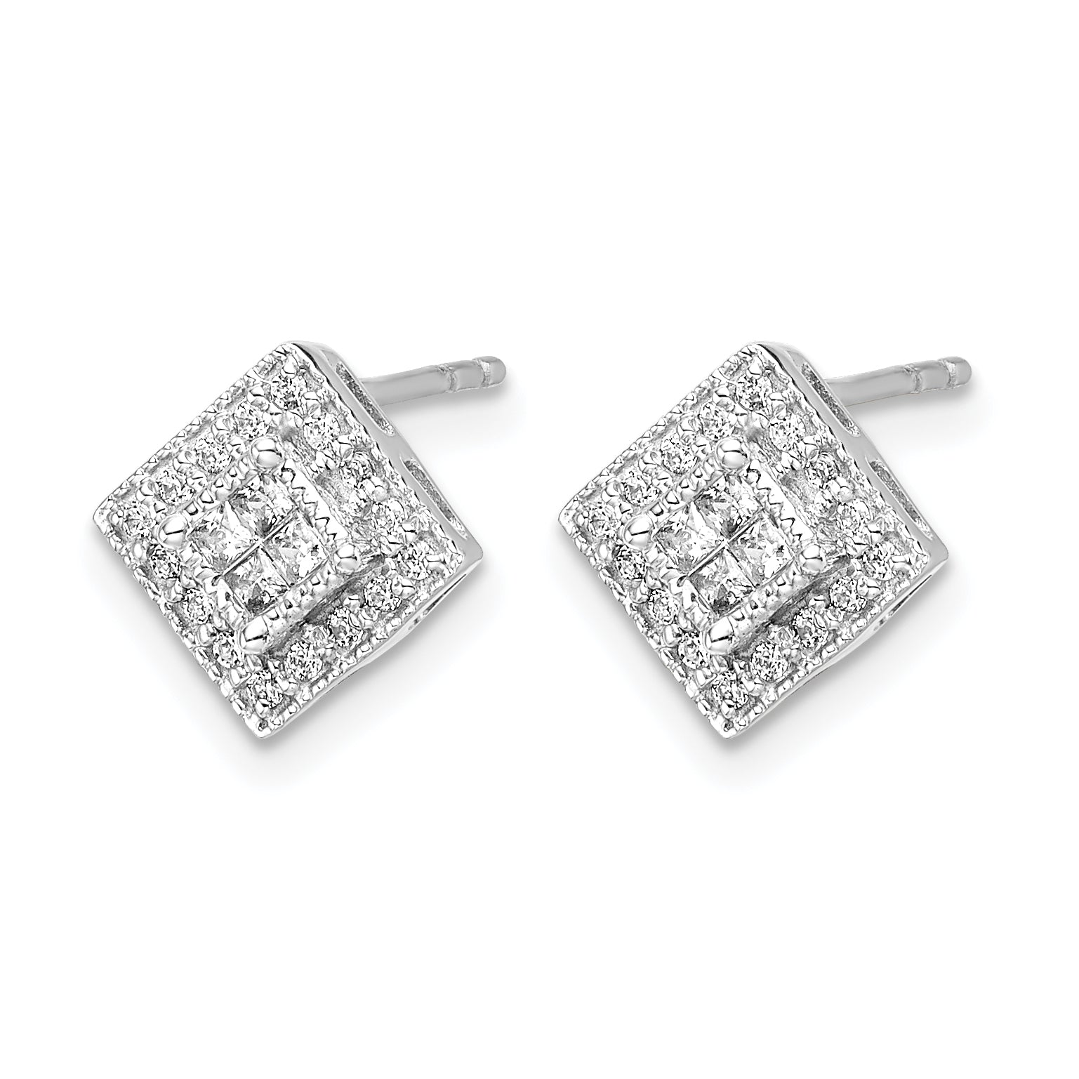 10k White Gold Diamond Post Earrings