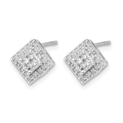 10k White Gold Diamond Post Earrings