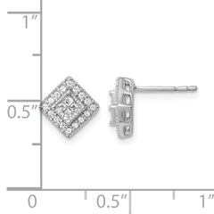 10k White Gold Diamond Post Earrings
