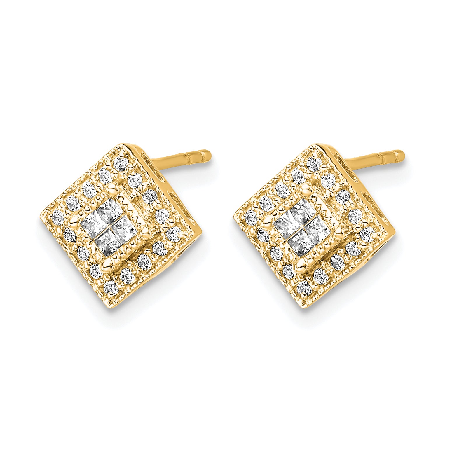 10k Polished Diamond Post Earrings