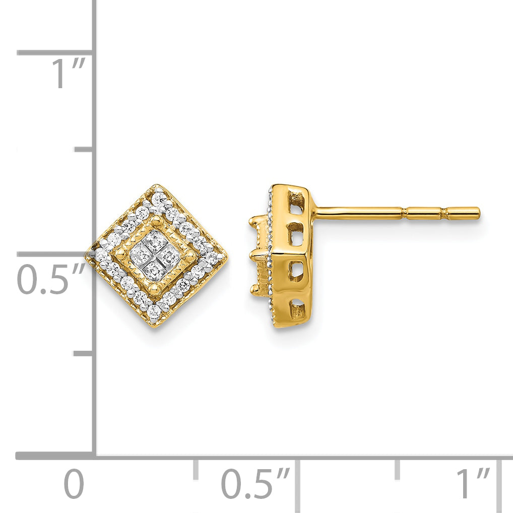 10k Polished Diamond Post Earrings