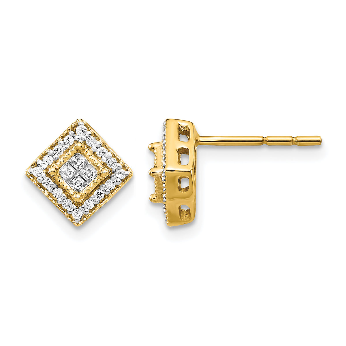 10k Polished Diamond Post Earrings