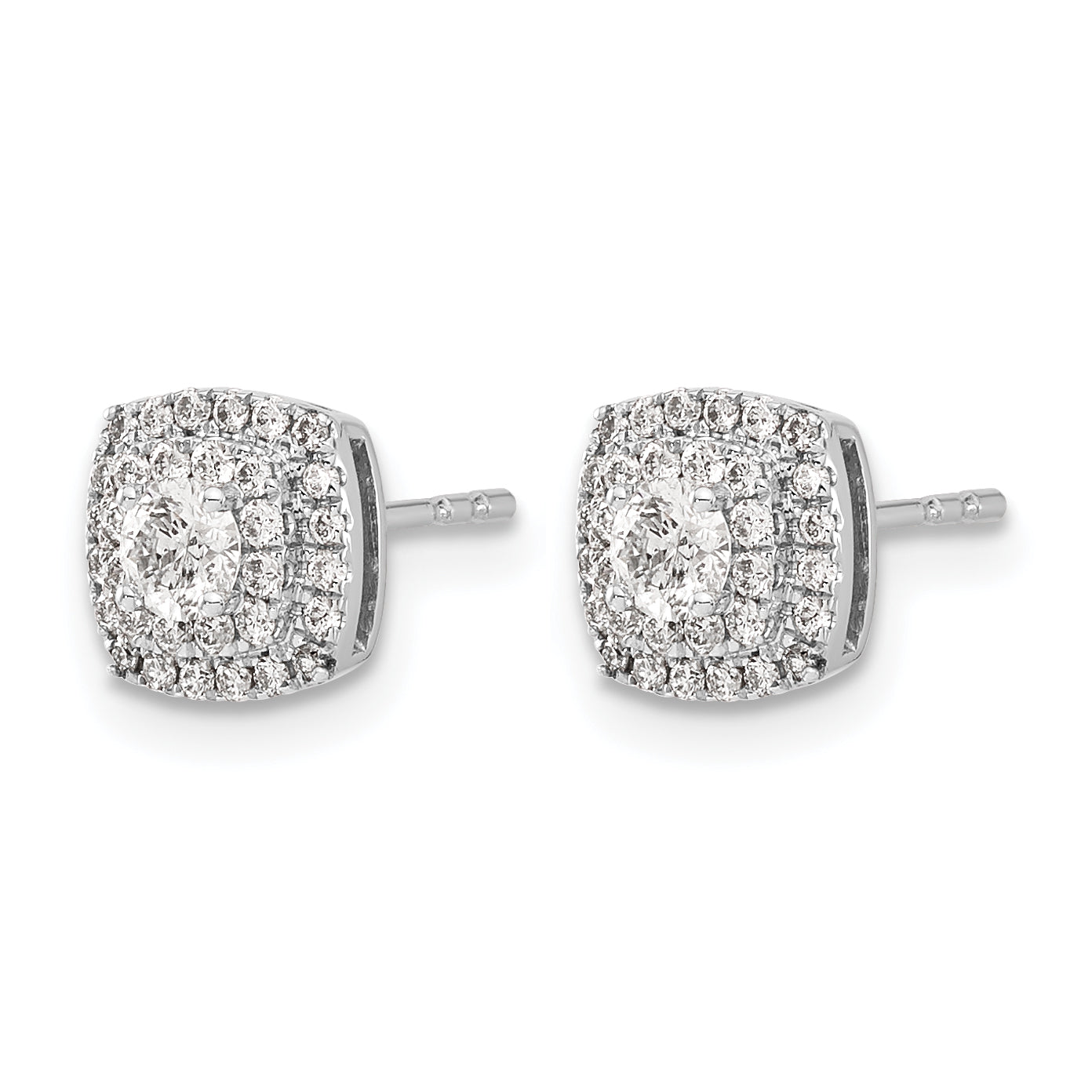 10k White Gold Diamond Halo Post Earrings