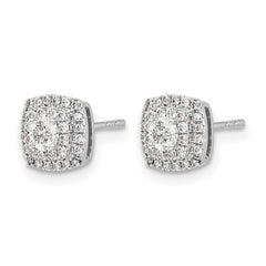 10k White Gold Diamond Halo Post Earrings