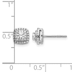 10k White Gold Diamond Halo Post Earrings