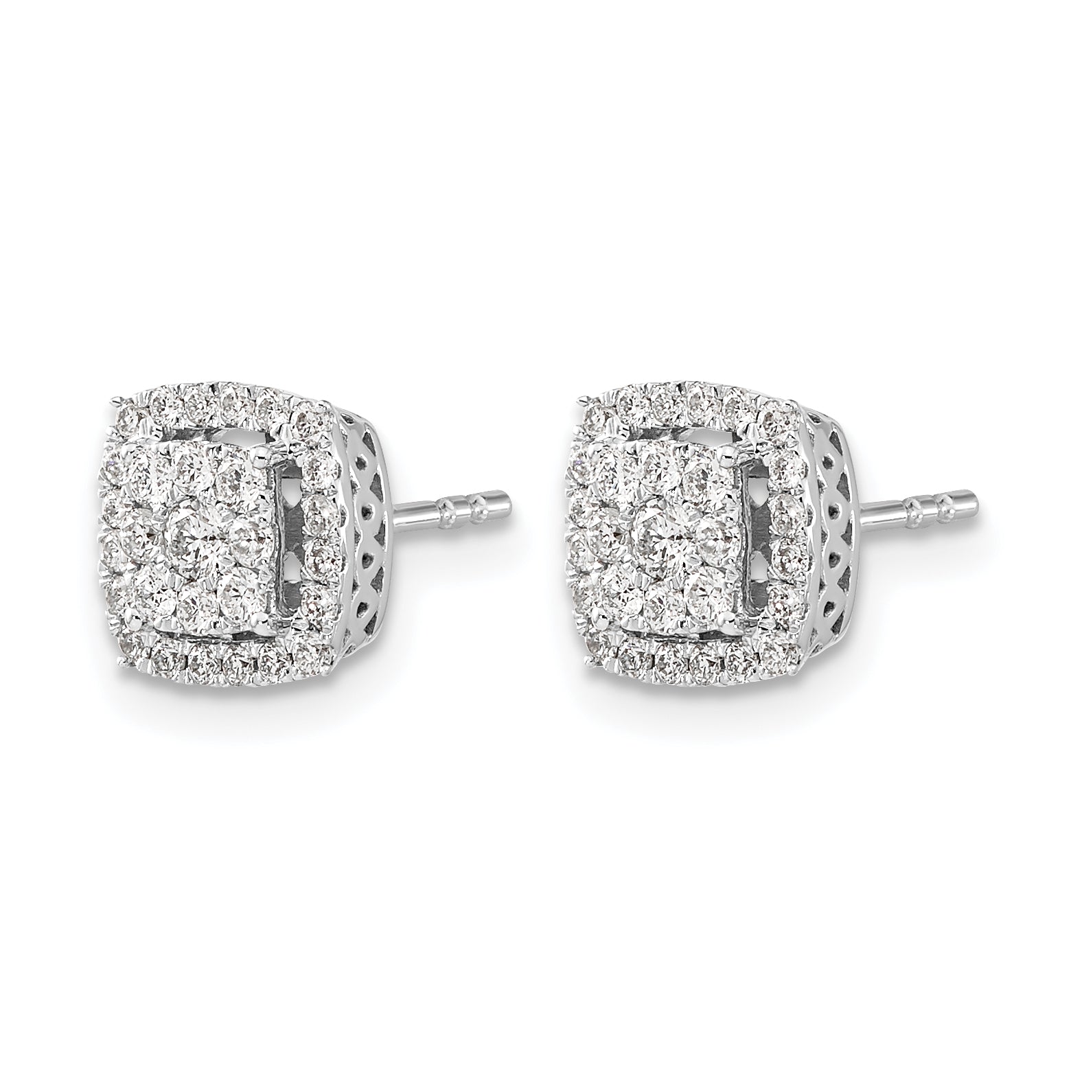 10k White Gold Diamond Post Earrings