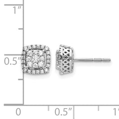 14k White Gold 1/2 carat Lab Grown Diamond VS/SI+ G+ Double Halo Post Earrings