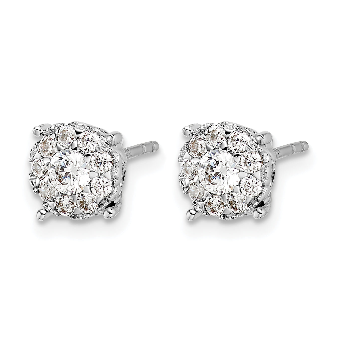 14k White Gold 1 carat Lab Grown Diamond VS/SI+ G+ Halo Post Earrings Secondary image