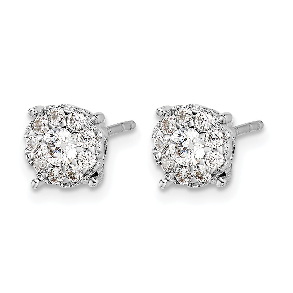 14k White Gold 1 carat Lab Grown Diamond VS/SI+ G+ Halo Post Earrings