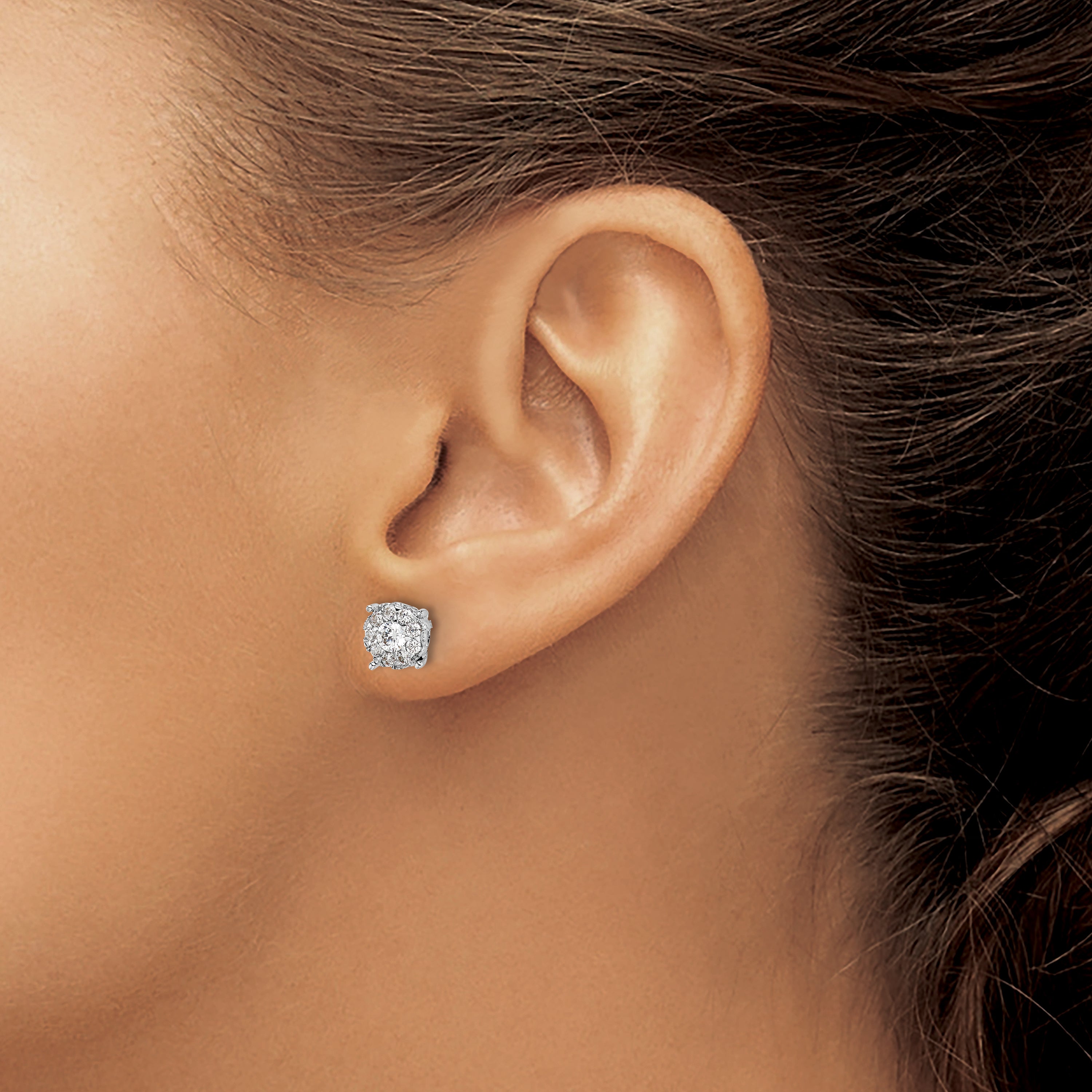 14k White Gold 1 carat Lab Grown Diamond VS/SI+ G+ Halo Post Earrings