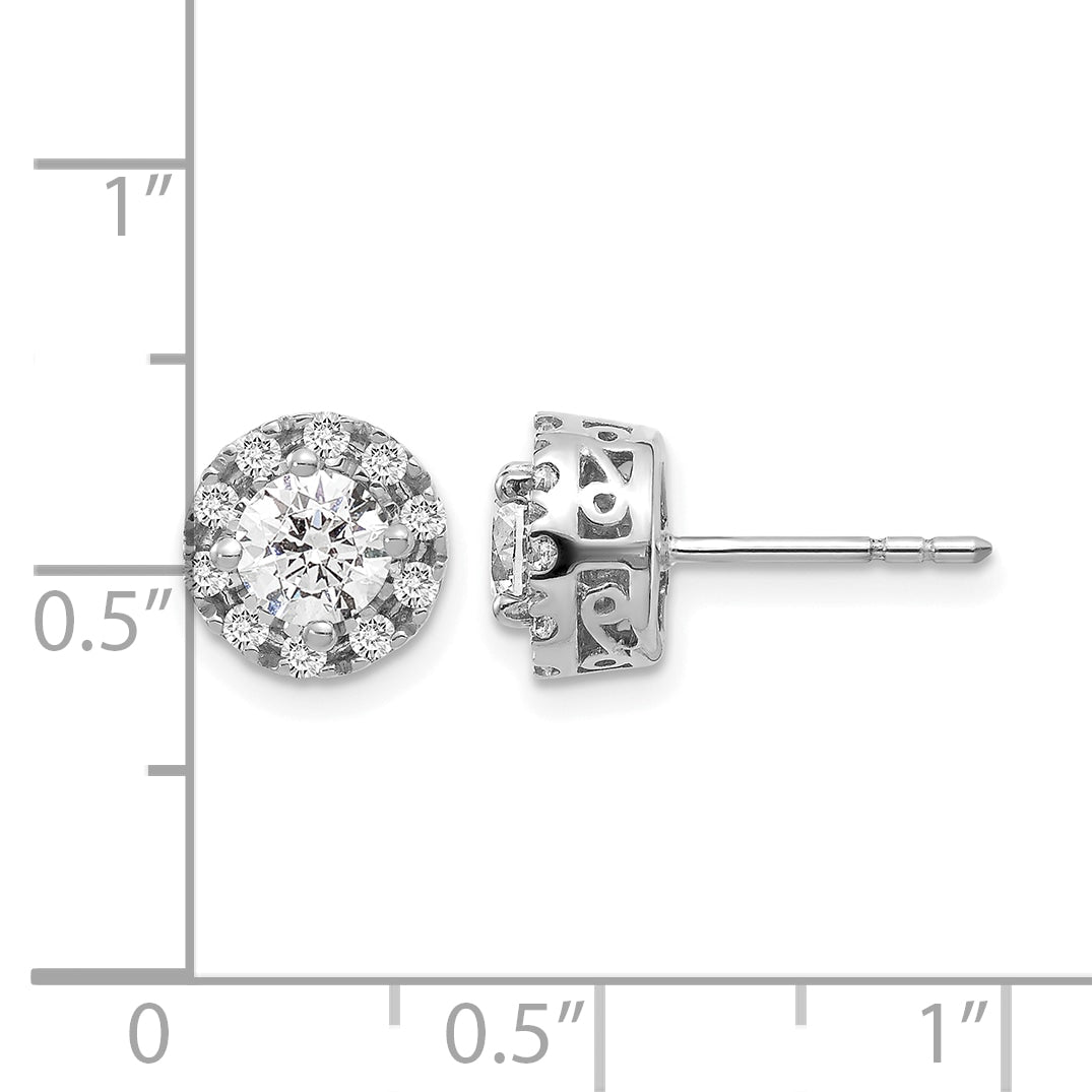 14k White Gold 1 carat Lab Grown Diamond VS/SI+ G+ Complete Halo Post Earrings