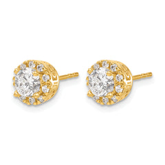 14k Yellow Gold 1 carat Lab Grown Diamond VS/SI+ G+ Halo Post Earrings