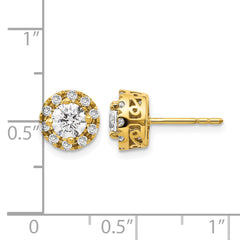 14k Yellow Gold 1 carat Lab Grown Diamond VS/SI+ G+ Halo Post Earrings