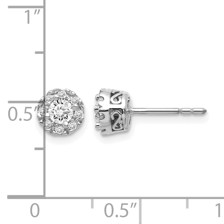 10k White Gold Diamond Semi-mount Stud Earrings
