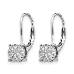 14k White Gold 1/6 carat Lab Grown Diamond VS/SI+ G+ Complete Cluster Drop Leverback Earrings