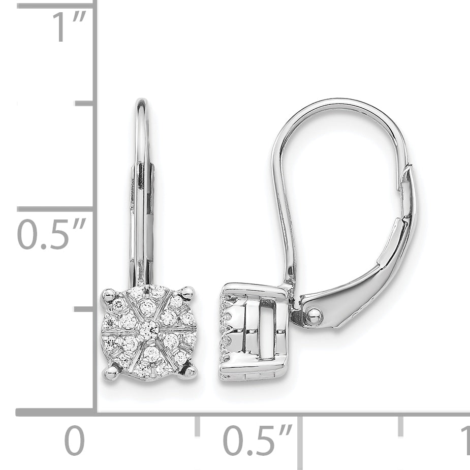 14k White Gold 1/6 carat Lab Grown Diamond VS/SI+ G+ Complete Cluster Drop Leverback Earrings