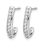 10k White Gold Diamond J-Hoop Post Earrings
