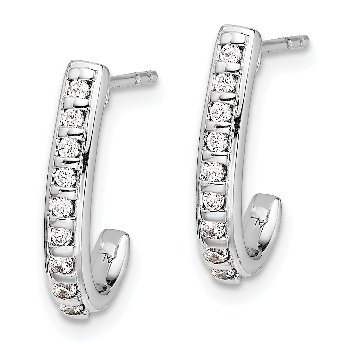 14k White Gold 1/5 carat Lab Grown Diamond VS/SI+ G+ Complete J-Hoop Post Earrings Secondary image