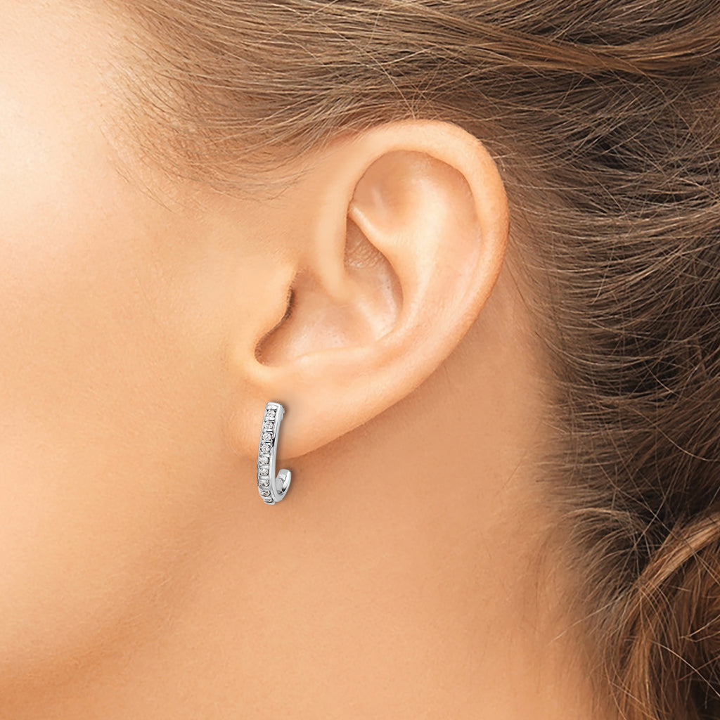 14k White Gold 1/5 carat Lab Grown Diamond VS/SI+ G+ Complete J-Hoop Post Earrings