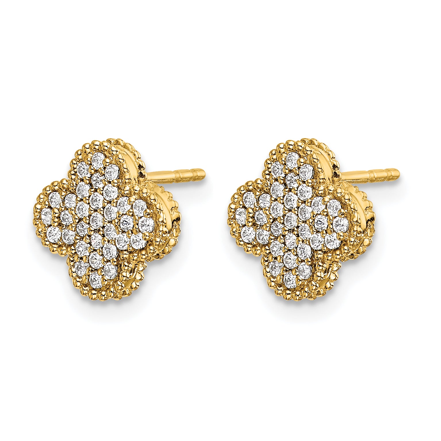 10k Diamond Quatrefoil Post Earrings Secondary image