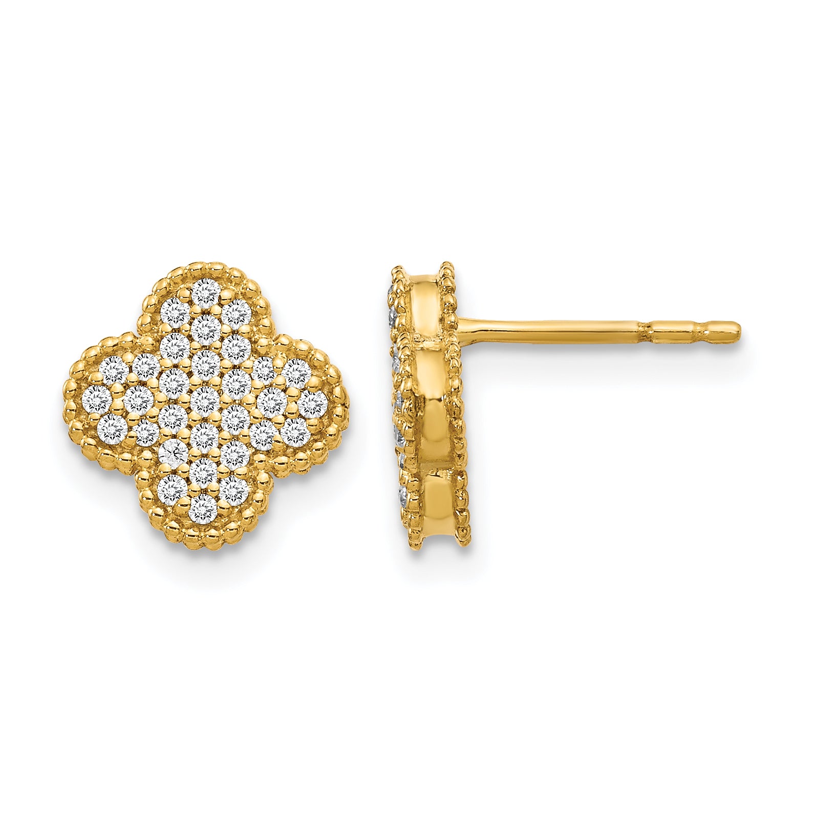 10k Diamond Quatrefoil Post Earrings