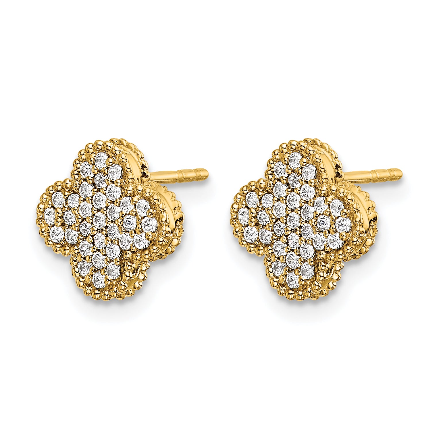 14k 1/3 carat Lab Grown Diamond VS/SI+ G+ Complete Quatrefoil Post Earrings Secondary image