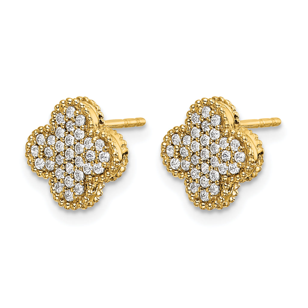 14k 1/3 carat Lab Grown Diamond VS/SI+ G+ Complete Quatrefoil Post Earrings