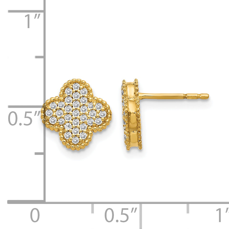 14k 1/3 carat Lab Grown Diamond VS/SI+ G+ Complete Quatrefoil Post Earrings