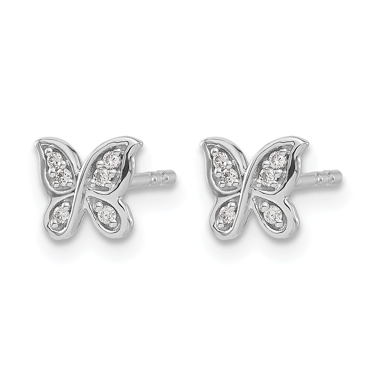 14k White Gold Diamond Butterfly Post Earrings Secondary image