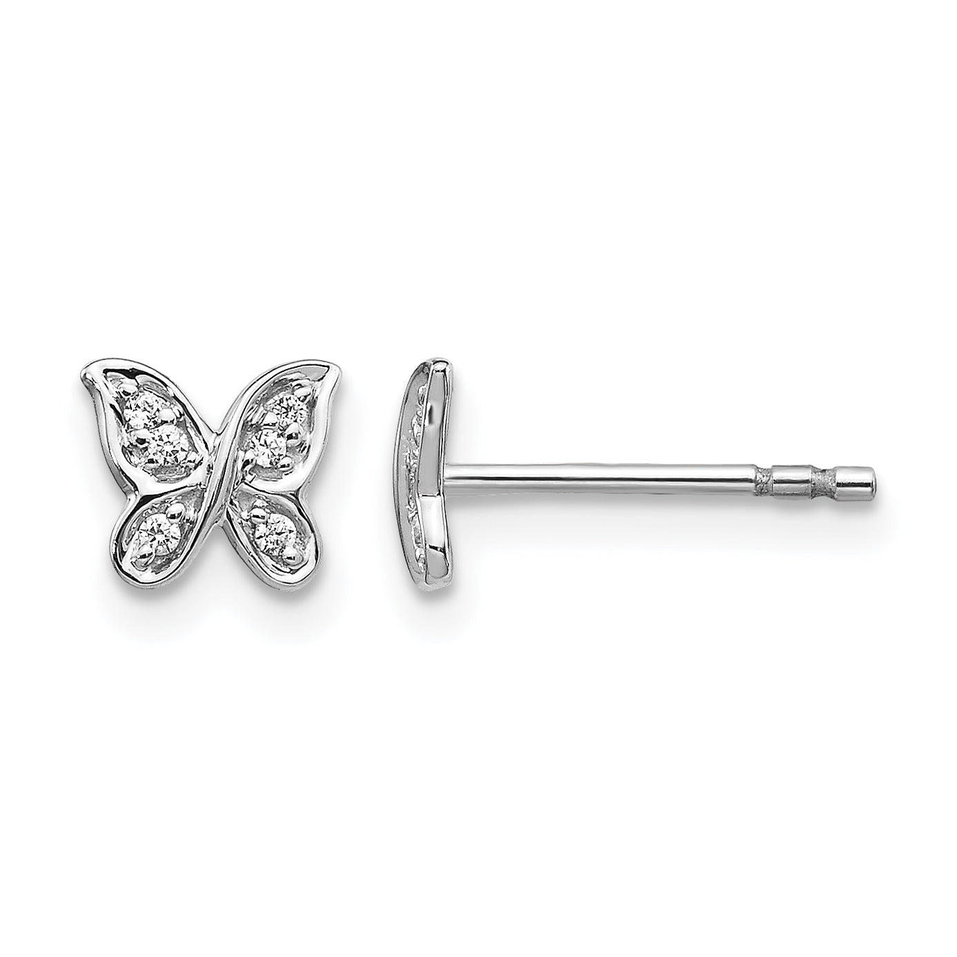 14k White Gold Diamond Butterfly Post Earrings Main image