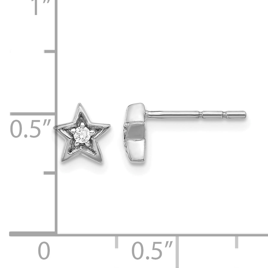 14k White Gold Diamond Star Post Earrings