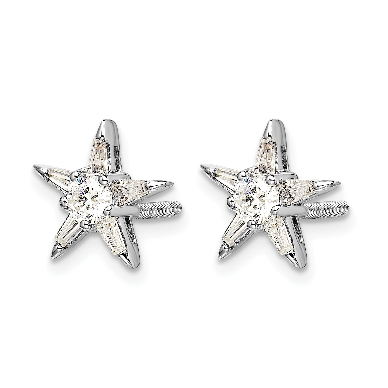 14k White Gold Diamond Star Shaped Earrings