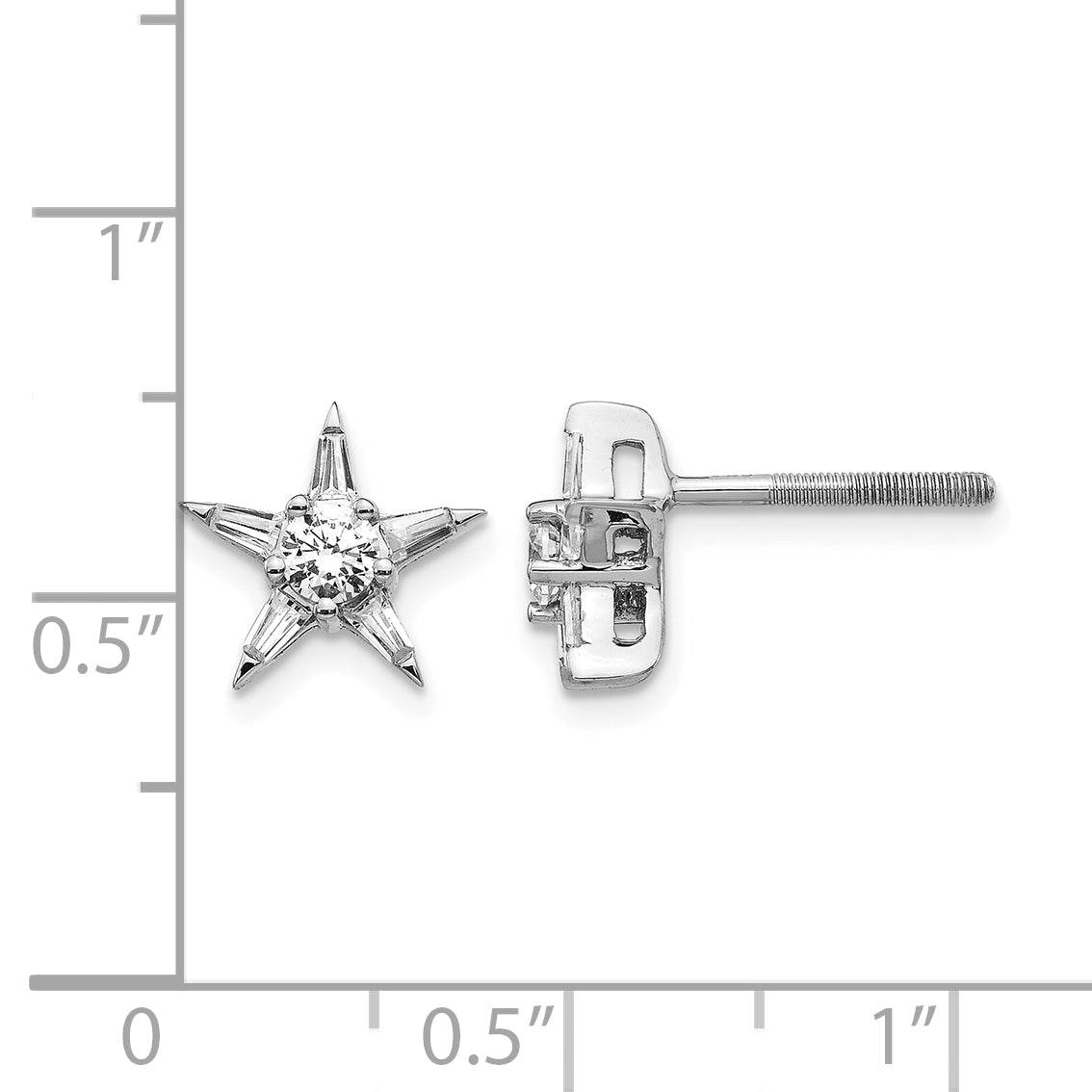 14k White Gold Diamond Star Shaped Earrings