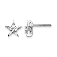 14k White Gold Diamond Star Shaped Earrings