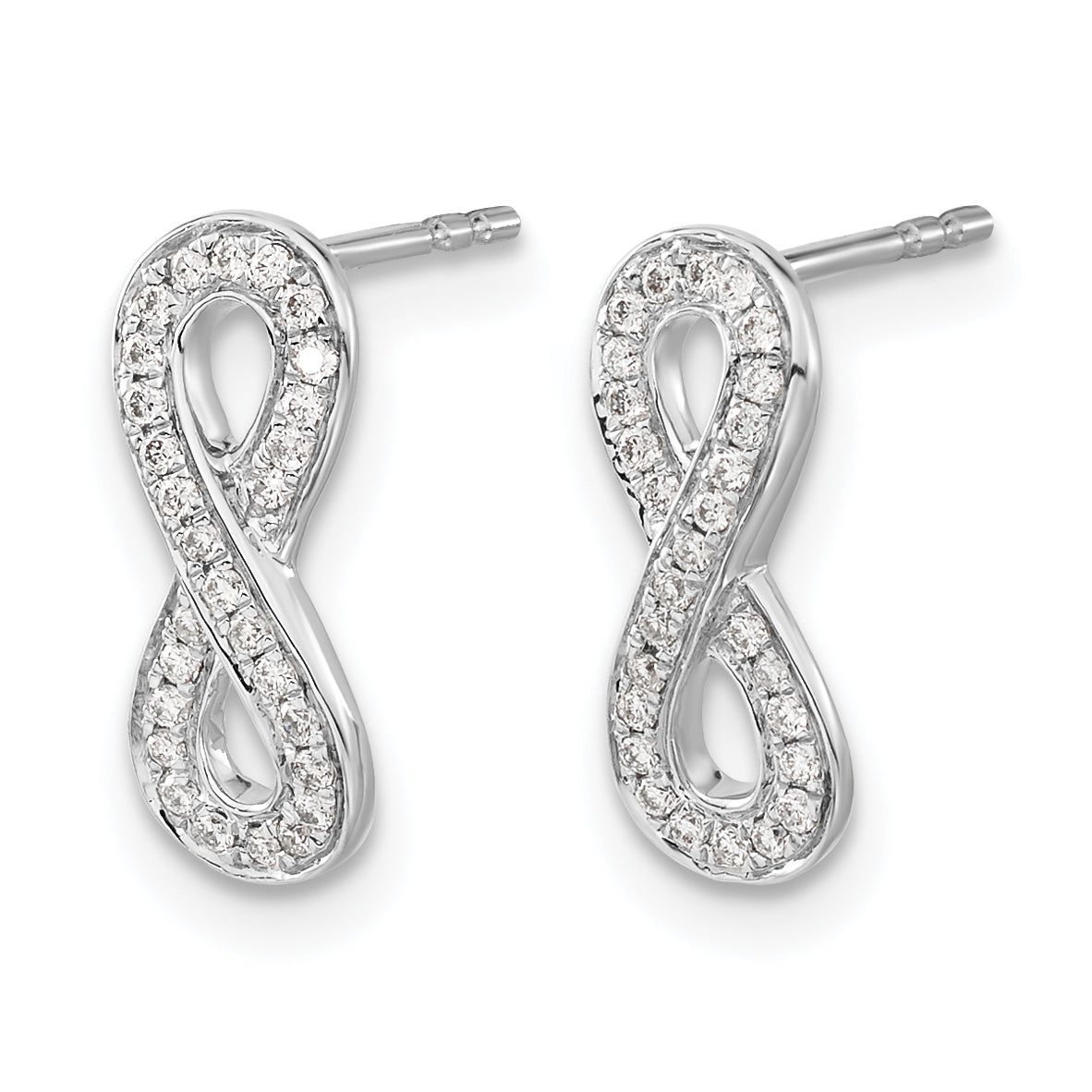 14k White Gold Diamond Infinity Earrings Secondary image