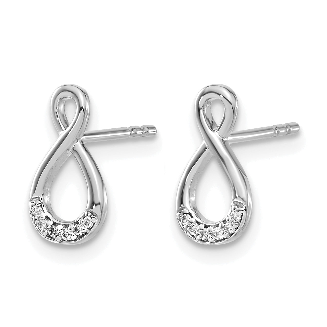14k White Gold Diamond Twisted Post Earrings